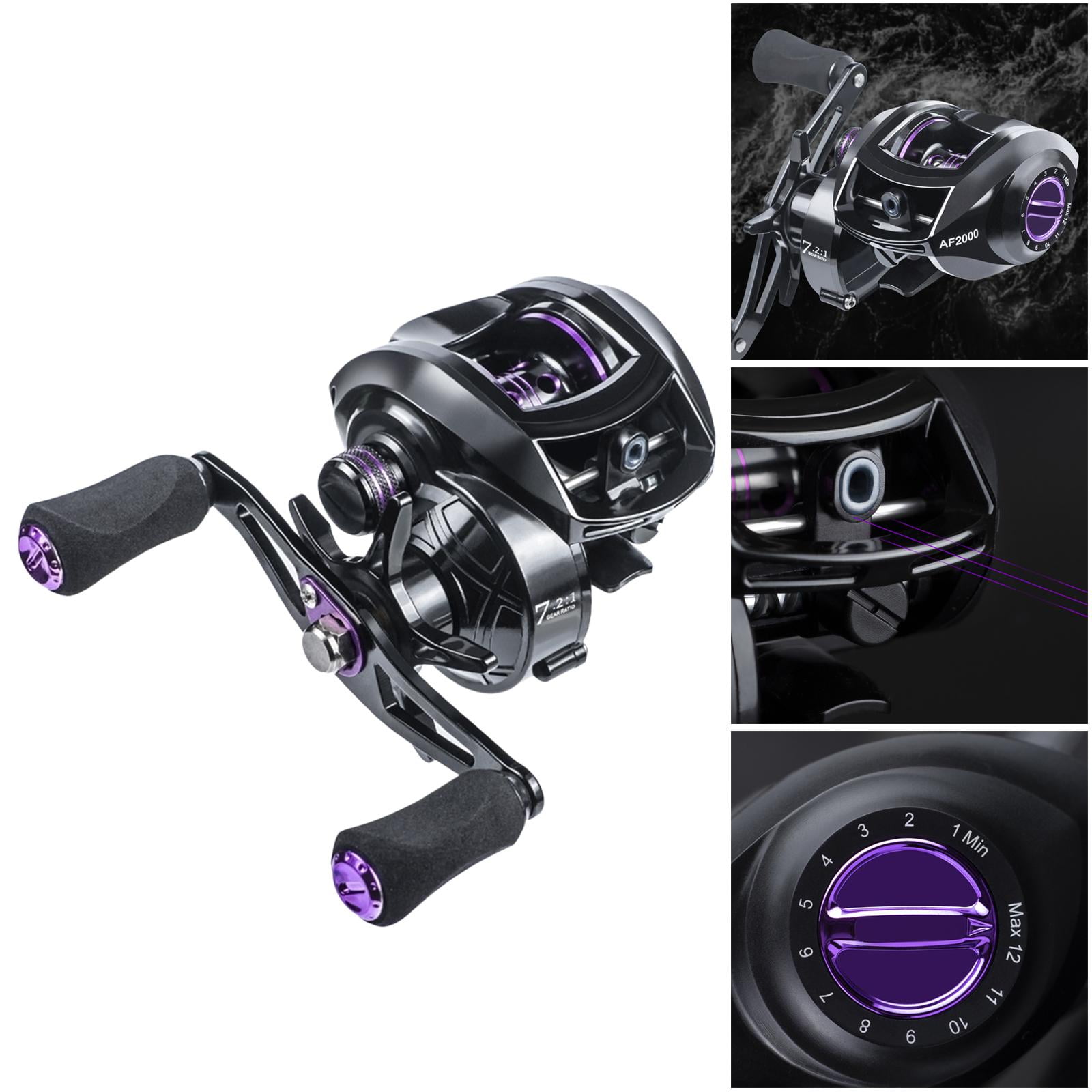 Baitcasting Reels, Baitcaster Reels Fishing Reel - 7.2:1 Gear Ratio, 17.64LB Carbon Fiber Drag, 12-Level Braking System for Bass Fishing