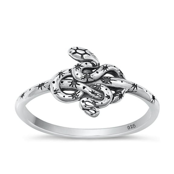 High Polished Snake Ring .925 Oxidized Sterling Silver Band Jewelry Female Male Unisex Size 7