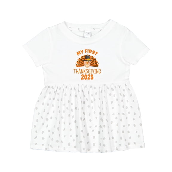 Inktastic Cute Turkey My First Thanksgiving 2025 Girls Baby Dress