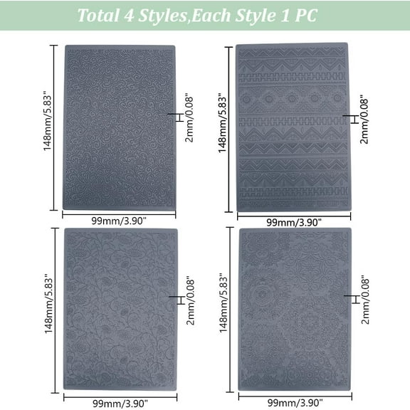 4pcs Polymer Clay Texture Sheets Set Texture Sheets Polymer Clay Works with Polymer Clay Cutter Effect as Polymer Clay Texture Roller Leaves and Flowers for Clay Making