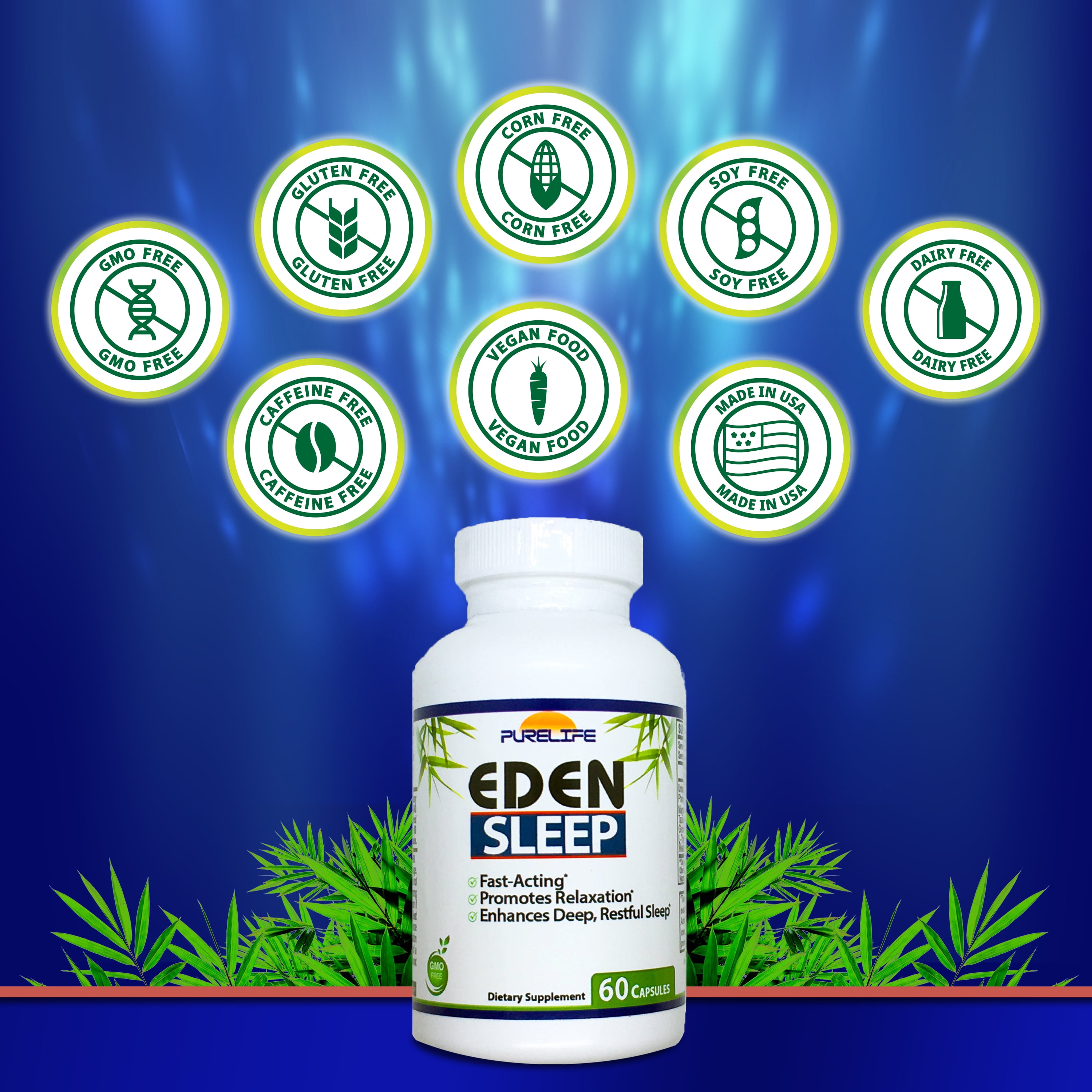 PureLife Eden Sleep Support, Fast and Restful Sleep (60 Capsules)