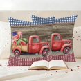thumbnail image 3 of Independence Day Pillow Covers 2 Pack Red Trucks U.S. Flag Watermelon Wood Grain Pillowcase Waterproof Outdoor Throw Pillow Cover for Patio Garden Square Cushion 24”x24”, 3 of 9
