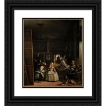 Diego Velázquez 20x22 Black Ornate Framed Double Matted Museum Art Print Titled: Las Meninas (1656)