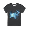 thumbnail image 3 of OOOUM Kids Breathable Graphic Tee Crewneck Loose Fit Short Sleeve Shirt Top All Season Fashionable Casual T Shirts For Boys Girls Black 8-9 Years, 3 of 4