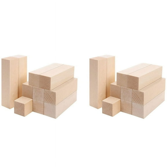 Large Carving Wood Blocks (20 Pack) 4 x 1 x 1 Inches Unfinished Basswood Project Craft Kit DIY Hobby Set for Beginners,20 * Wooden blocks,picture color