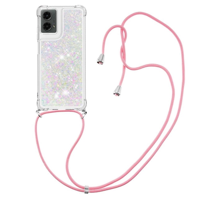Funda FOXDOCK para Motorola Moto G 5G 2024 con Cuerda Ajustable, Brillo Líquido, Protección Antigolpes y Lente – Ideal para Regalo