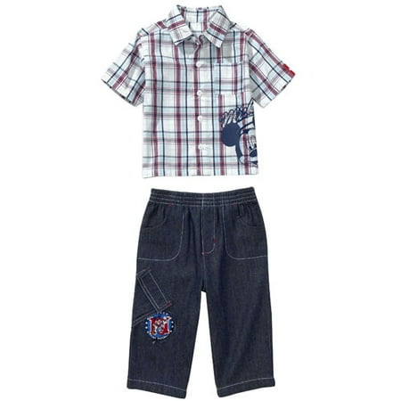 Disney - Mickey Mouse Team Baseball 2-Piece Pants Set for Boys - Newborn