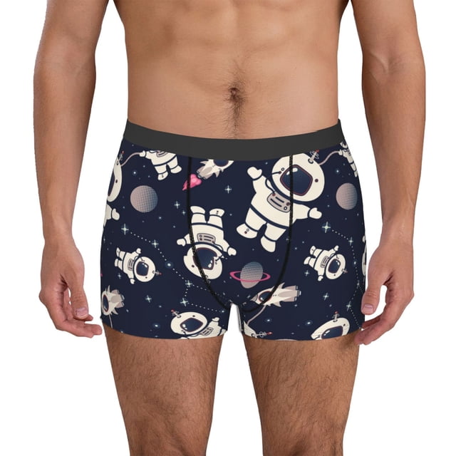 Fotbe Cartoon Spaceship Calzoncillos Tipo Boxer con Bolsa de Soporte Total para Hombre, X-Temp Fresco, Transpirable y de Secado Rápido-Small