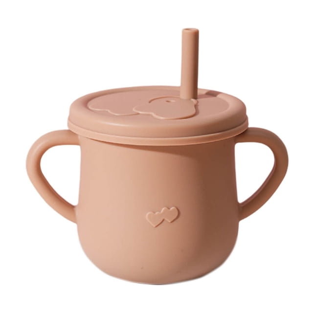 Ovzne Silicone Cups With Straw Feeding Cups With 2 Handles And For Infants Random Designss For Drinks And Snacks On Clearance