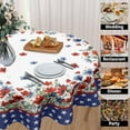 thumbnail image 3 of 4th of July Round Tablecloth 60 Inch Watercolor Red Blue Floral Patriotic Decorative Table Cloth Independence Day Memorial Day Polyester Table Cover for Kitchen Dining Room Indoor Outdoor Home Decor, 3 of 6