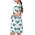 thumbnail image 2 of Fotbe Robe Motif Requin Dessin Animé Décontractée Mode Femme Manches Courtes Robe Maxi Robe T-Shirt Rayée Longue à Blocs de Couleur, 2 of 6