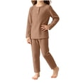 thumbnail image 3 of Asxite Toddler Girls Fall Outfits Solid Crewneck Top Straight Leg Pants Casual Breathable 2 Piece Set 5T, 3 of 6