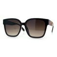 thumbnail image 4 of Womens Inset Lens Large Plastic Rectangle Horn Rim Marble Inlay Sunglasses Brown Yellow - Brown, 4 of 8