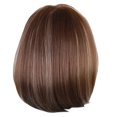 thumbnail image 4 of Peluca completa de pelo sintético Bob corto para mujer, marrón oscuro resistente al calor con reflejos grises para fiesta de cosplay, uso diario, 4 of 8