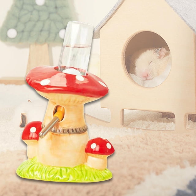 Pottery Hámster Botella de agua Dispensador de agua Decoración de adornos livianos Soporte de rejilla para la sala de estar en el hogar Ratica gerbil Rojo