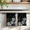thumbnail image 7 of White Dandelion Kitchen Towels Set of 3, Spring Flowers Botanical Vintage Black Absorbent Dish Towels for Kitchen, Microfiber Hand Towel, Quick Drying Tea Towel for Cleaning Decorative Dishcloths, 7 of 7