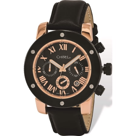 Fashion Mens Chisel Rose Ip-Plated Black Dial Chronograph Watch (9.25 X 1.75) Made In China tpw119