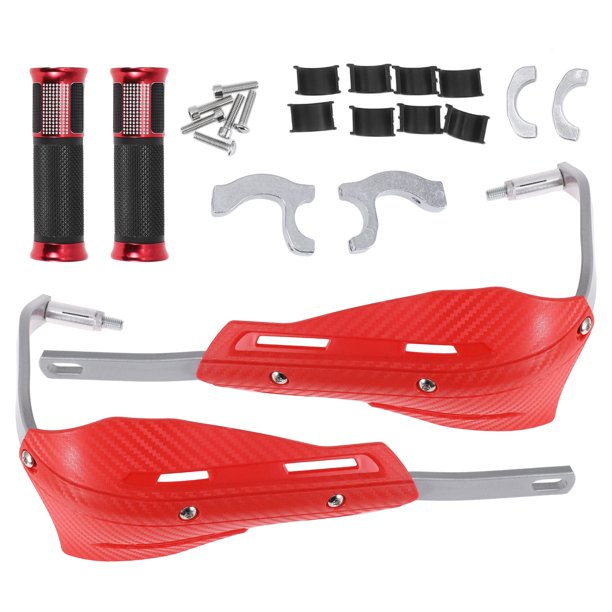Kit de cubiertas para manillares de motocicleta Unique Bargains 7/8" 22mm 15/16" 24mm, agarres de aleación de aluminio y goma, color rojo, 1 juego, patrón de diamante a cuadros en los lados