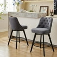 thumbnail image 6 of BENESKY Swivel Bar Stools Set of 2, Modern Counter Height Bar Stools with Back and Wood Legs, 26" H Seat Height Upholstered Barstools Bar Chair for Kitchen Island Home Bar, Linen Fabric Gray, 6 of 8