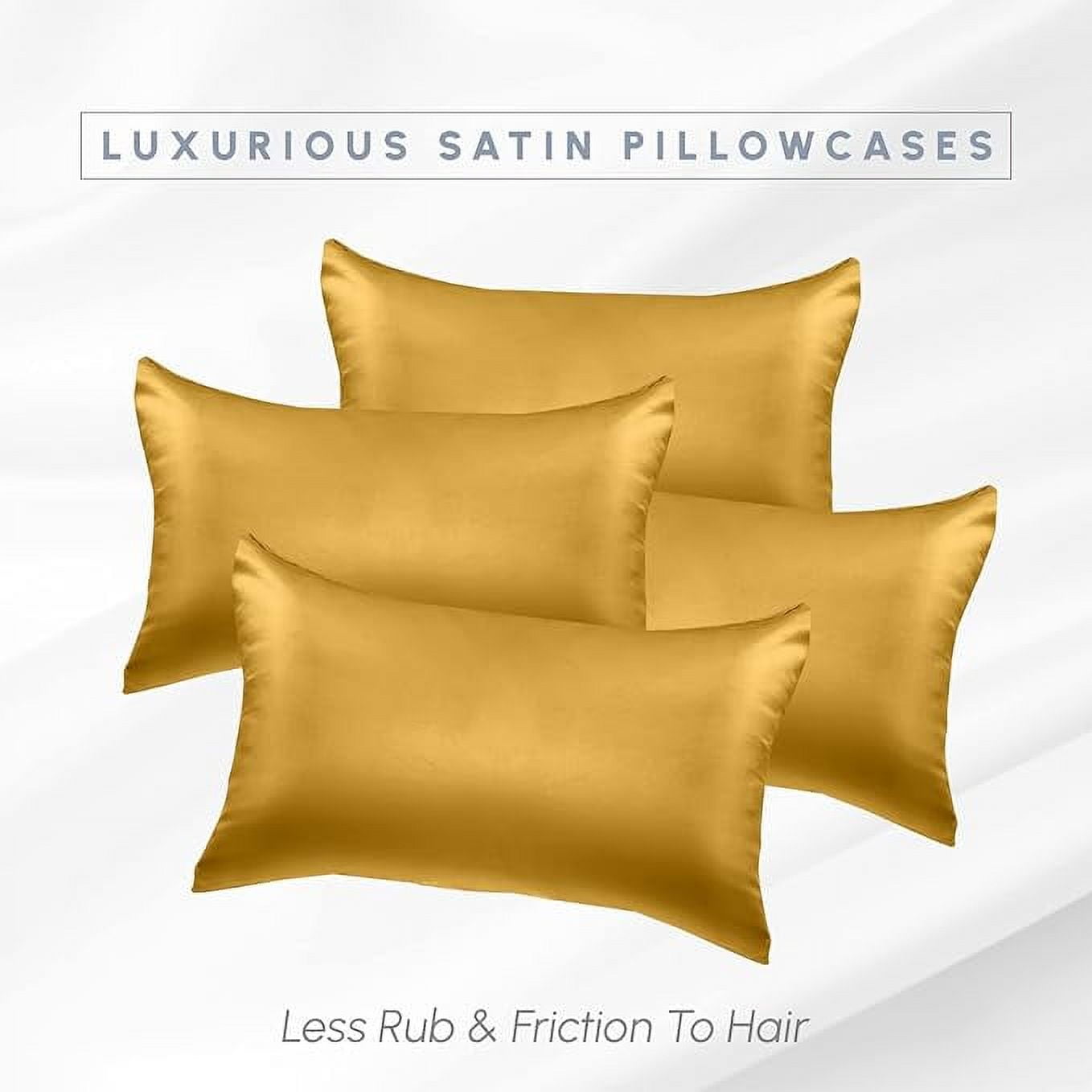 Cooling Viscose Satin Pillowcase 6-Pack Set with Hidden Zipper Closure, King, Gold