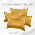 thumbnail image 2 of 2 PACK Cooling Viscose Satin Pillowcase Set with Hidden Zipper closure, Standard/Queen, Gold, 2 of 6