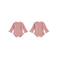 thumbnail image 2 of RUINIXCW Newborn Baby Girl Knit Sweater Romper Infant Baby Girl Fall Winter Clothes Basic Solid Color Ruffle Long Sleeve Bubble Bodysuit Pullover Top, 2 of 10