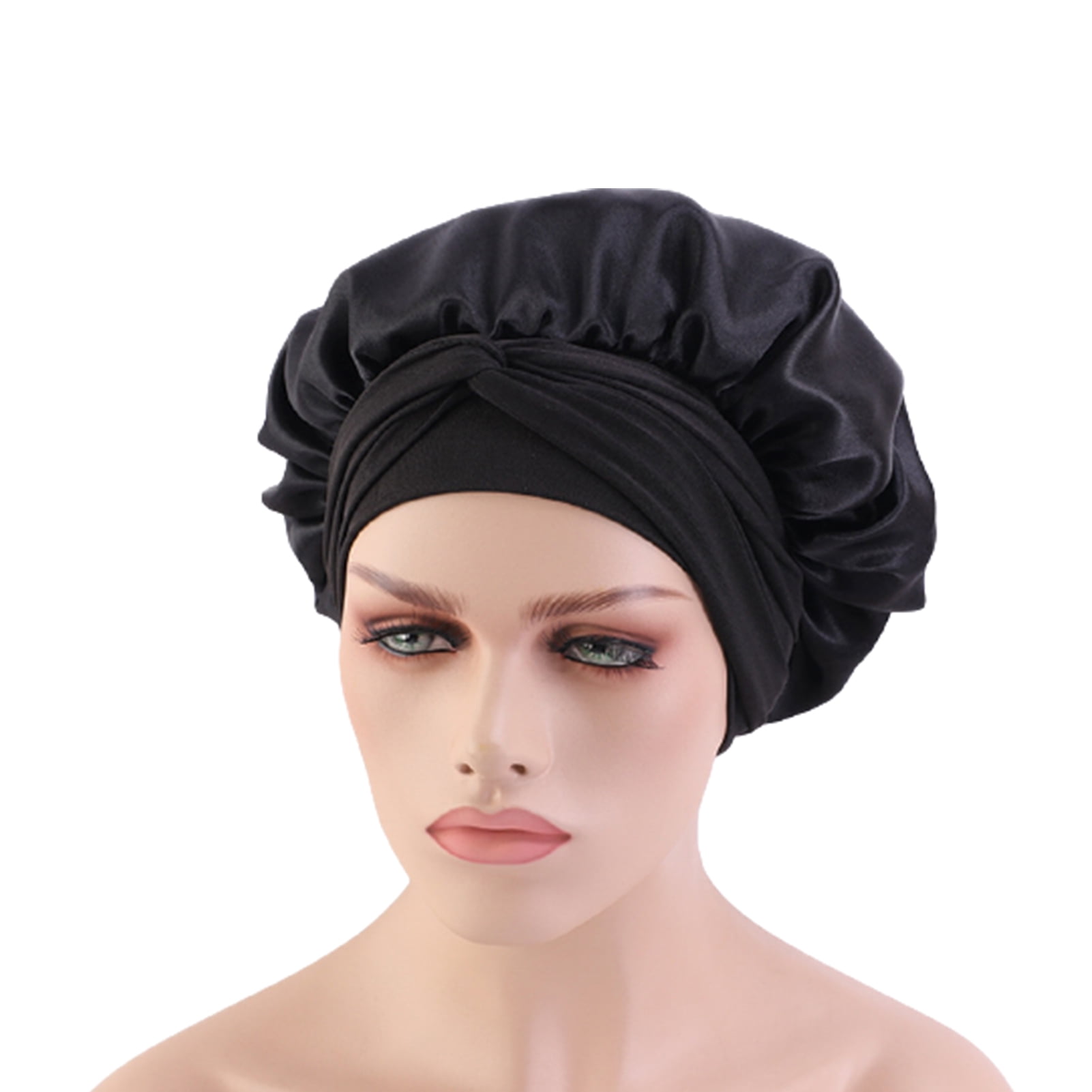 Bantu Coils Silk Hair Bonnet, Black