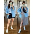 thumbnail image 3 of Omoone Women'S Oversized Mid Long Denim Jacket Jean Biker Coat(0199-Denim Blue-Xl), 3 of 4