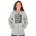 thumbnail image 3 of Rock N Roll Never Dies Metal Hardcore Unisex Fleece Graphic Zip Up Hoodie Brisco Brands 2X, 3 of 5