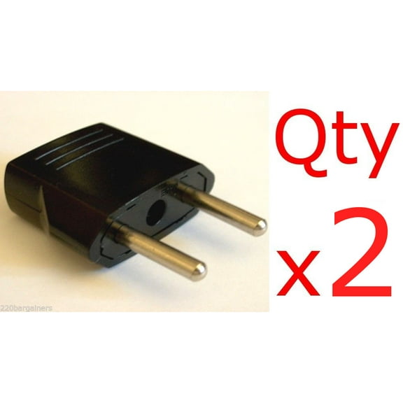 2-Pack American US USA to EU European Adapter Plug Type C Charger 4mm Round Pin Converter For Europe