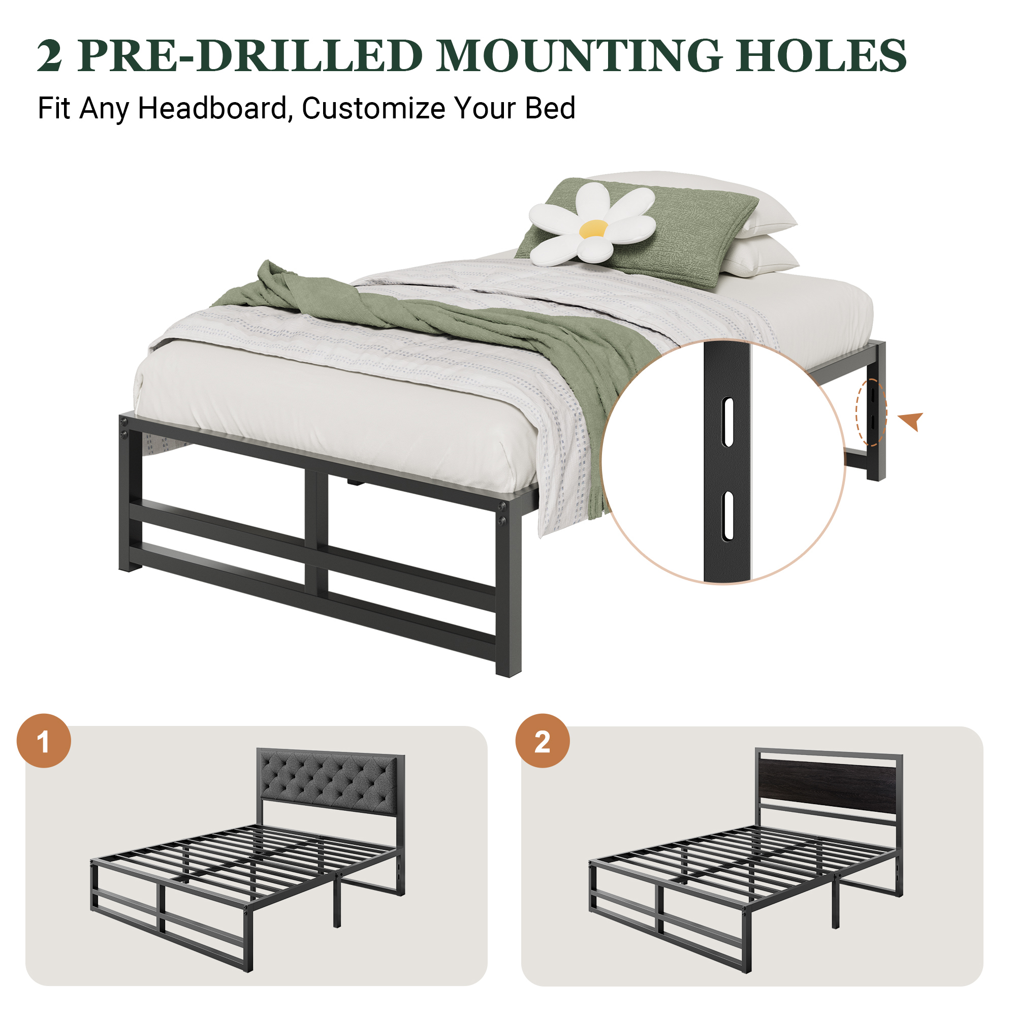 Amolife Twin Metal Platform Bed Frame with Storage photo 4