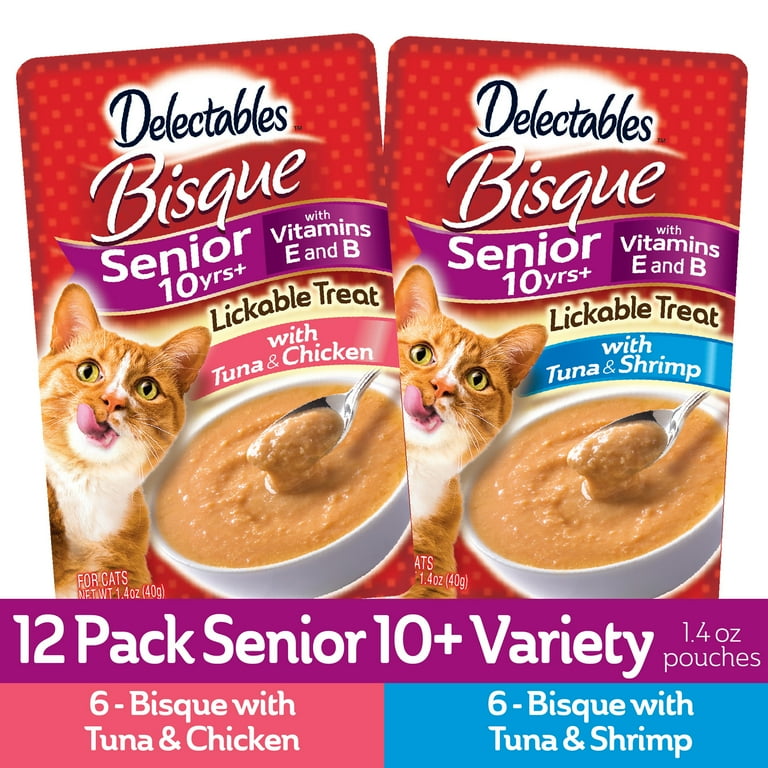 Hartz Delectables Bisque Senior 10 Lickable Wet Cat Treats Variety Pack 12 Pack