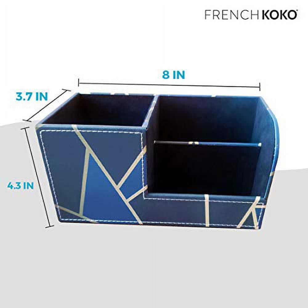 French KOKO PU Leather Desk Organizer Cute Pen Holder Office Pencil Holders  Organizers Table Top Desktop Multifunction Accessories Women Kids Girls  Children Work School Storage Supplies (Floral) 