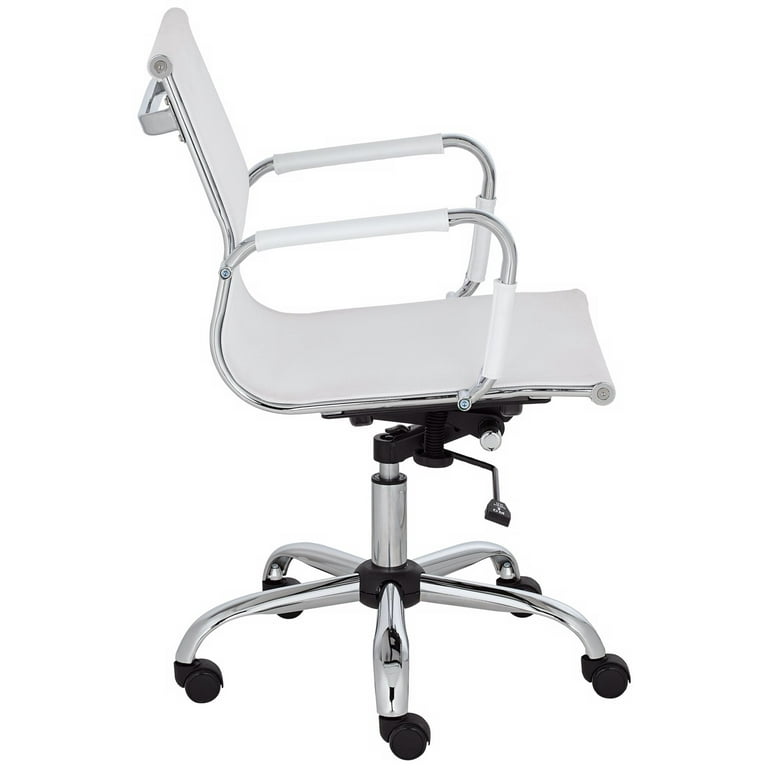 Studio 55D Lealand White and Chrome Low Back Desk Chair