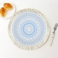 thumbnail image 4 of Boho Rustic Round Placemat with Tassels 12.99 Inch Heat Insulation Place Mat for Dining Table Kitchen Table Tea Table Anti Scald Pot Pad Household Decorative Cotton Woven Meal Pad, 4 of 7