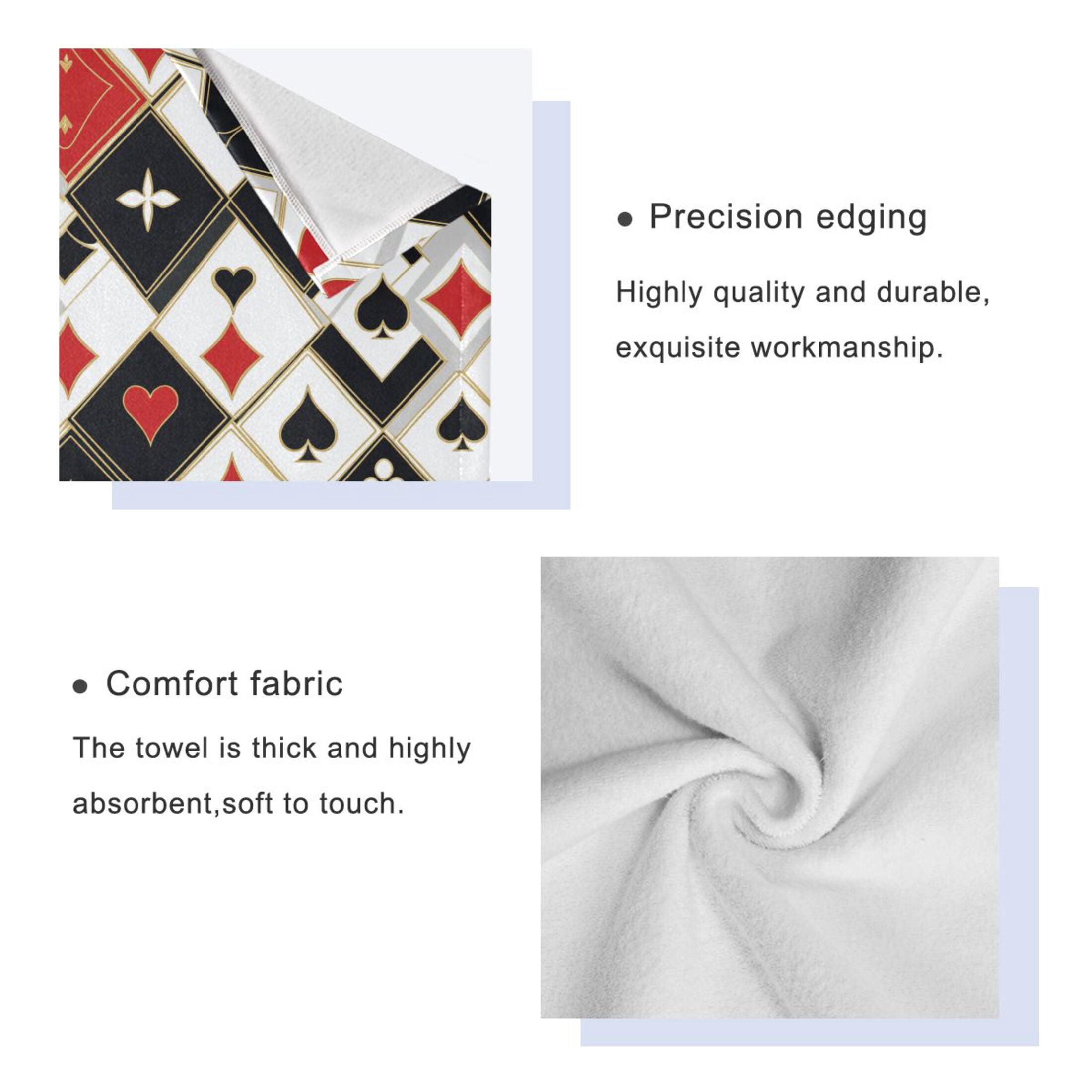 BZSMCE 3piece Bath Towel Sets Hand Bath Towels Fashion Cards Of Chance Printed Towel Sets