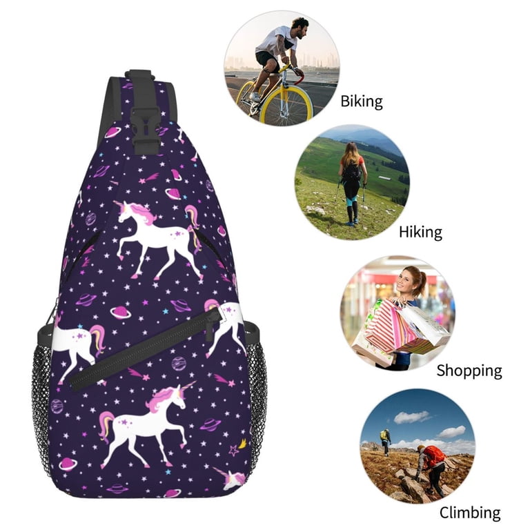 Unicorn Rainbow Sling Bag – Crossbody Backpack For Women & Men, Lightweight Daypack With Multiple Pockets