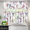 thumbnail image 3 of Floral Hummingbird Kitchen Curtains Valance and Tiers Set Iris Window Treatment Valance Curtains Insulated Blackout Drapes with 2 Tiers Curtains for Kitchen Bathroom Living Room, 3 of 6