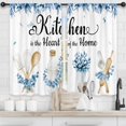thumbnail image 3 of Navy Blue Teal Eucalyptus Leaves Kitchen Curtains Small Short Leaf Plants Country Botanical Country Rod Pocket Natural Spring Bedroom Living Room Treatment Fabric 2 Panels 27.5Wx39H Inch, 3 of 6