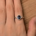 thumbnail image 4 of oval alexandrite promise ring 14K Solid White Gold Ring June birthstone color changing halo wedding ring, 4 of 4