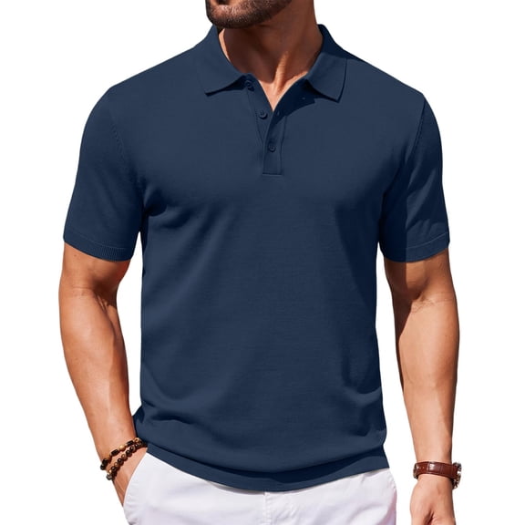 HAJWOH Men's Golf Polo Shirts L Quick Dry Short Sleeve Moisture Wicking Casual Button Down Top