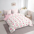 thumbnail image 4 of Homewish Girls Bow Knot 7pcs Bedding Comforter Set,Rustic Flower Floral Queen Bedding Sets,Red White Queen Sheet Sets For Kids,Luxury Bedroom Decor Reversible, 4 of 9
