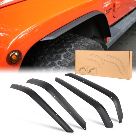 Jopath Front & Rear Fender Flares Compatible Off-Road Wheel Flares Liner Auto Parts Transport Parts With 2007-2018 Jeep Wrangler Jk Jku 4 Pcs