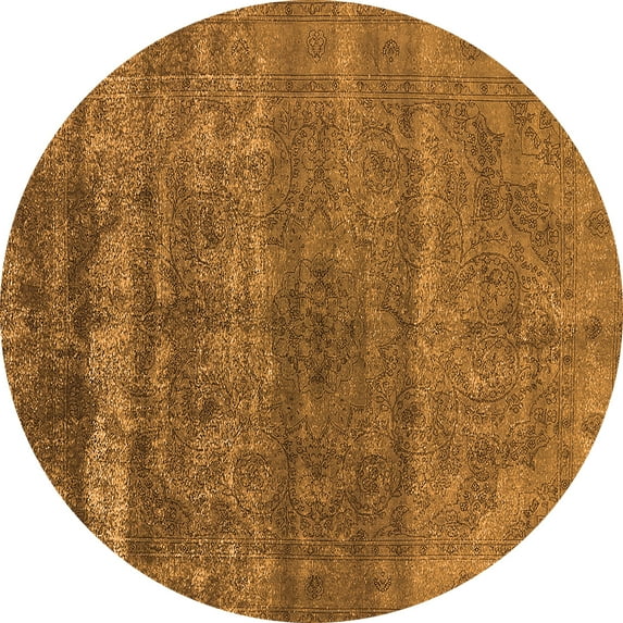 Ahgly Company Indoor Round Oriental Orange Industrial Area Rugs, 6' Round