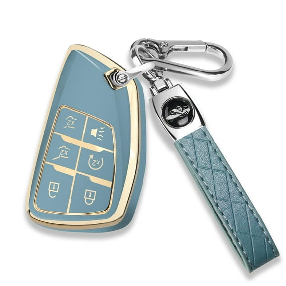 for Chevy Key Fob Cover with Keychain Soft TPU Protection Case Compatible with 2021-2025 Chevy Tahoe Suburban GMC Yukon Denali Silverado 6 Buttons