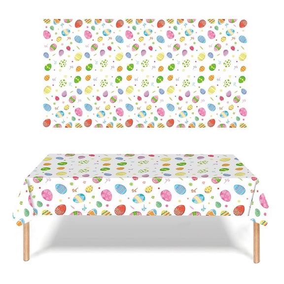 1 Pack Easter Tablecloth - Colorful Easter Eggs Table Cloth, Plastic Disposable Rectangle Spring Easters Egg Table Cover for Easters Tables Decorations and Party Supplies Decor Favors, 108 x 54 Inch