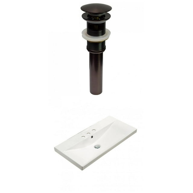 American Imaginations 31.73-in. W 3H4-in. Ceramic Top Set In White Color - Overflow Drain Incl. AI-30905