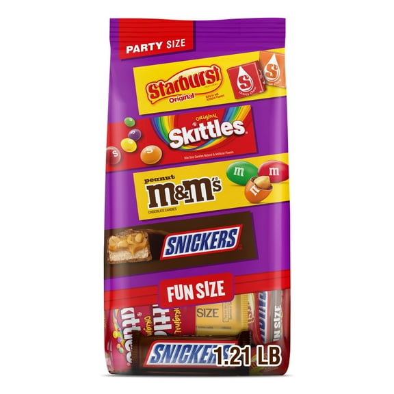 Party Size Assorted Candy Bag – Snickers, Starburst, Skittles & M&M’s, 19.44 oz