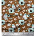 thumbnail image 1 of Soimoi Polyester Crepe Fabric Robin,Butterfly & Anemone Floral Printed Craft Fabric by The Yard 42 Inch Wide, 1 of 1