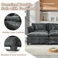 thumbnail image 3 of MOONMISS Chenille Upholstered Wood Frame Detachable Armrests Loveseat Sofa with 2 Ottomans-Black, 3 of 7